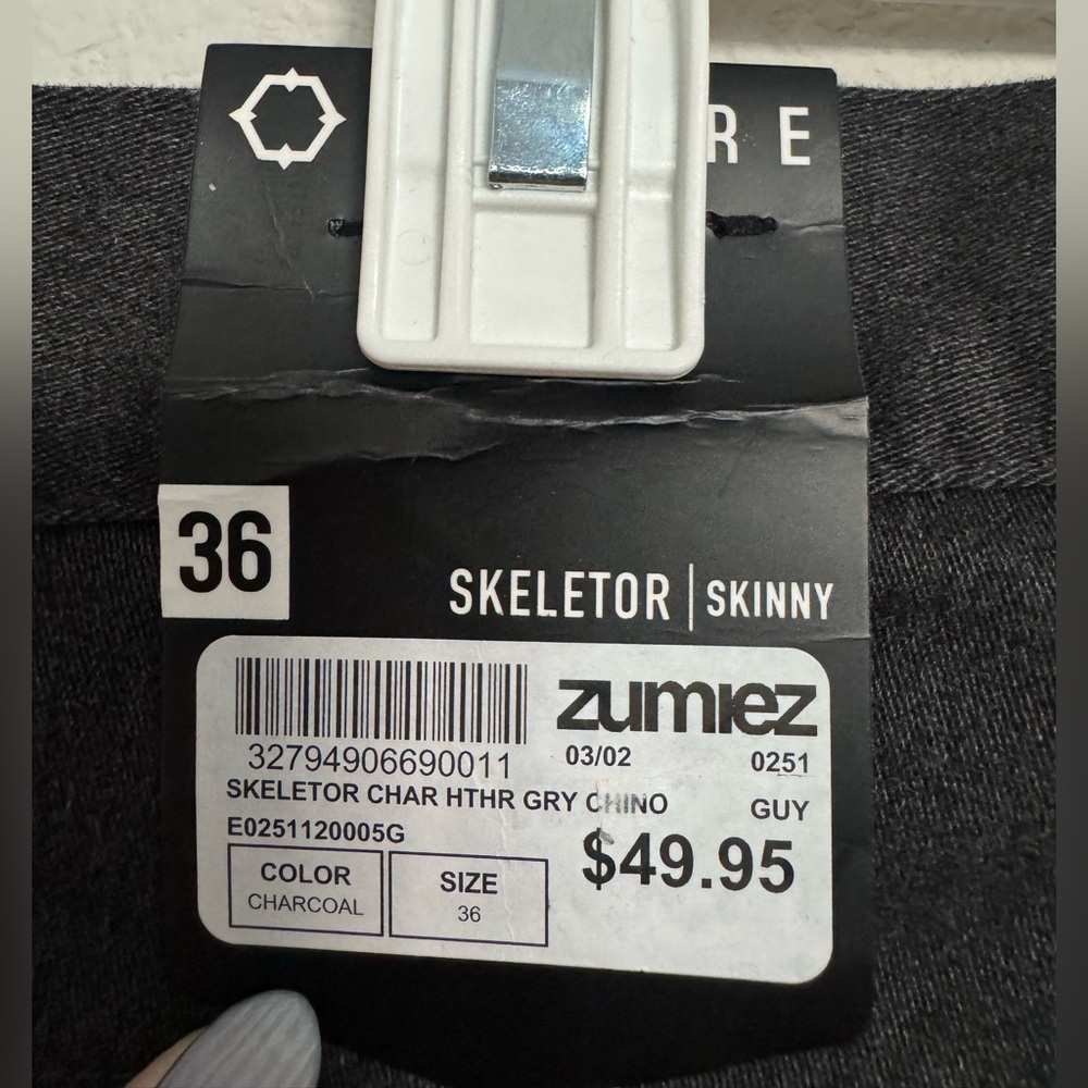 Empyre Skeletor Skinny Heather Gray Chino 36 - Picture 3 of 3